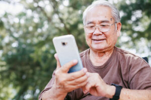 Senior man with technology and leisure activity concept.